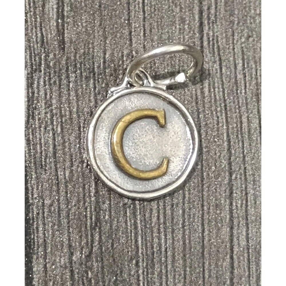 Waxing Poetic Brass Letter C Sterling Silver Chancery Insignia Charm